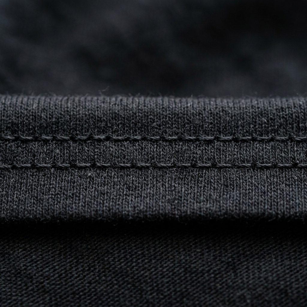 Close up of double needle stitching